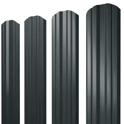 Штакетник металлический фигурный (М) серый (RAL 7024) 1,25 м